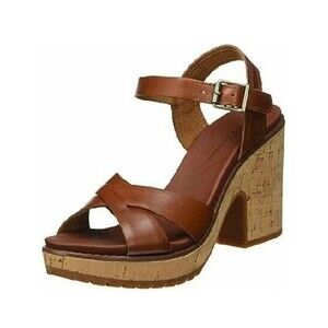 Timberland 7.5 Shoes Roslyn Ankle Strap Coco Brown Cork Platform Sandals NIB
